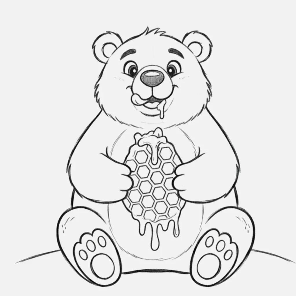 Oso Dibujos Facil: Ideas Divertidas para Niños 7 Oso con Miel y Panal