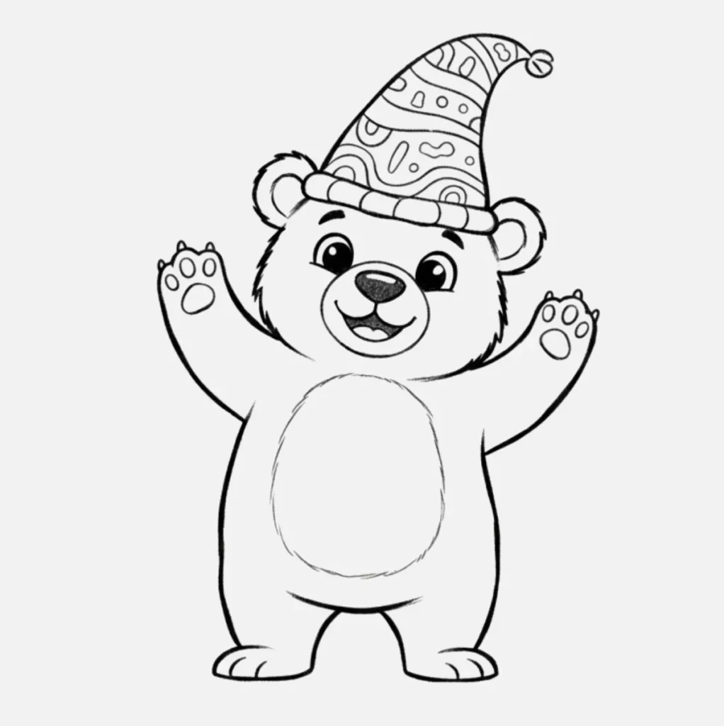 Oso Dibujos Facil: Ideas Divertidas para Niños 9 Oso con Sombrero Divertido