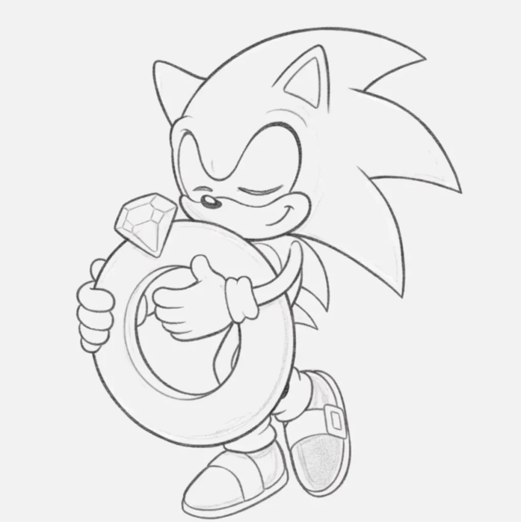 Sonic abrazando un anillo