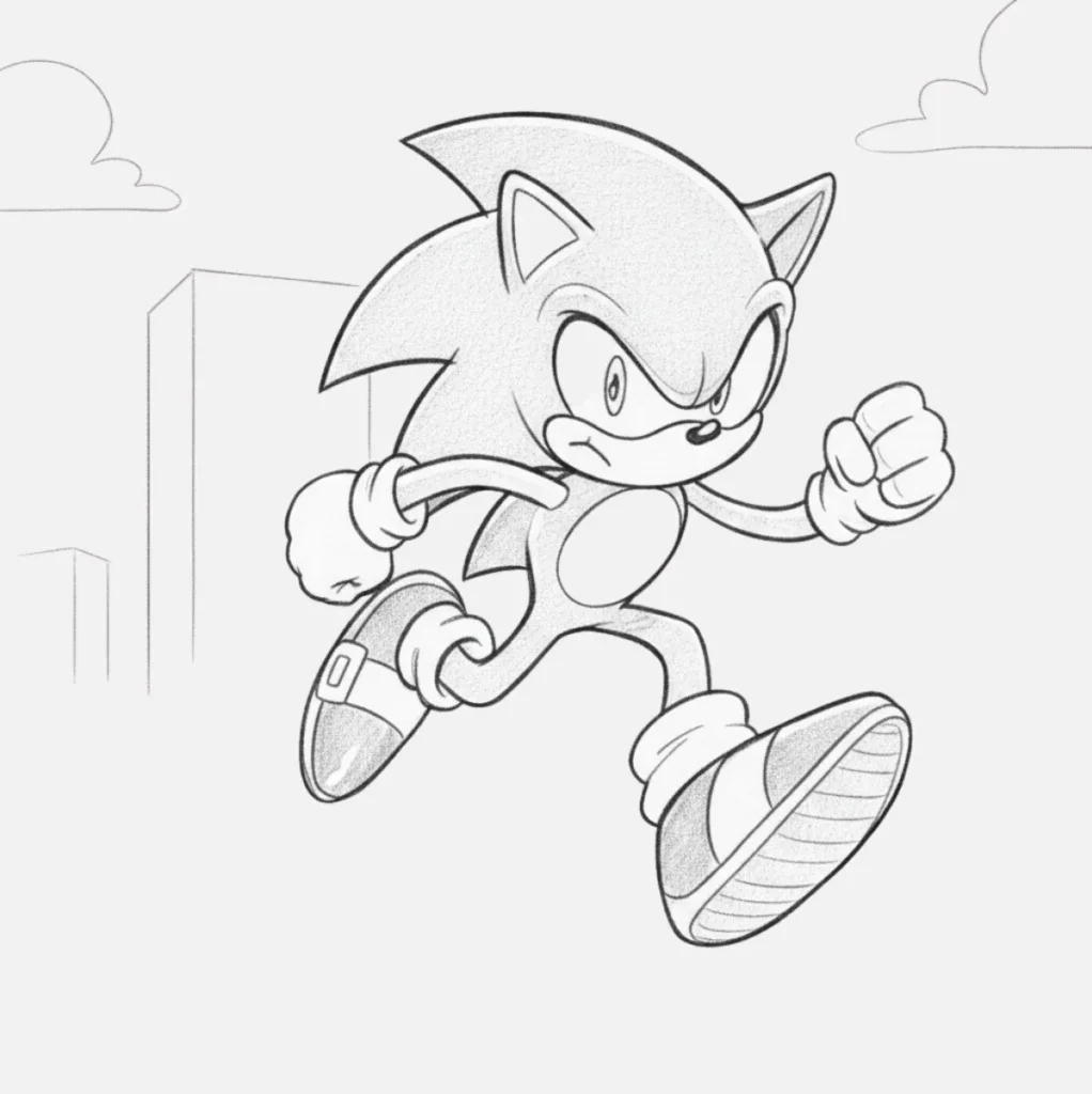 Sonic con fondo de ciudad sencilla