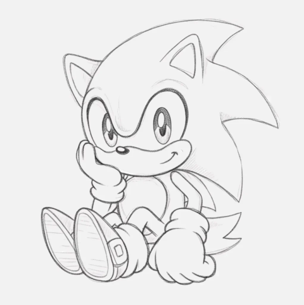 Sonic con ojos grandes y tiernos