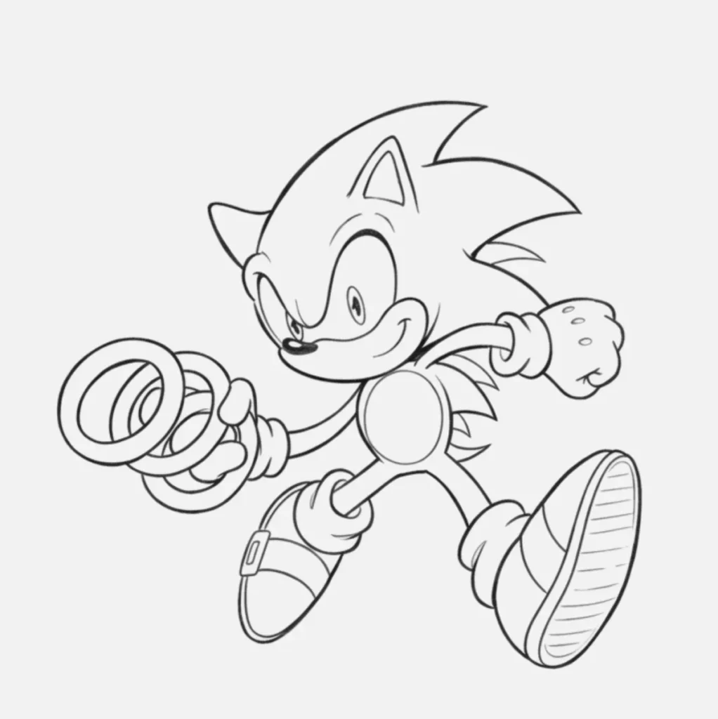 Sonic con sus anillos dorados