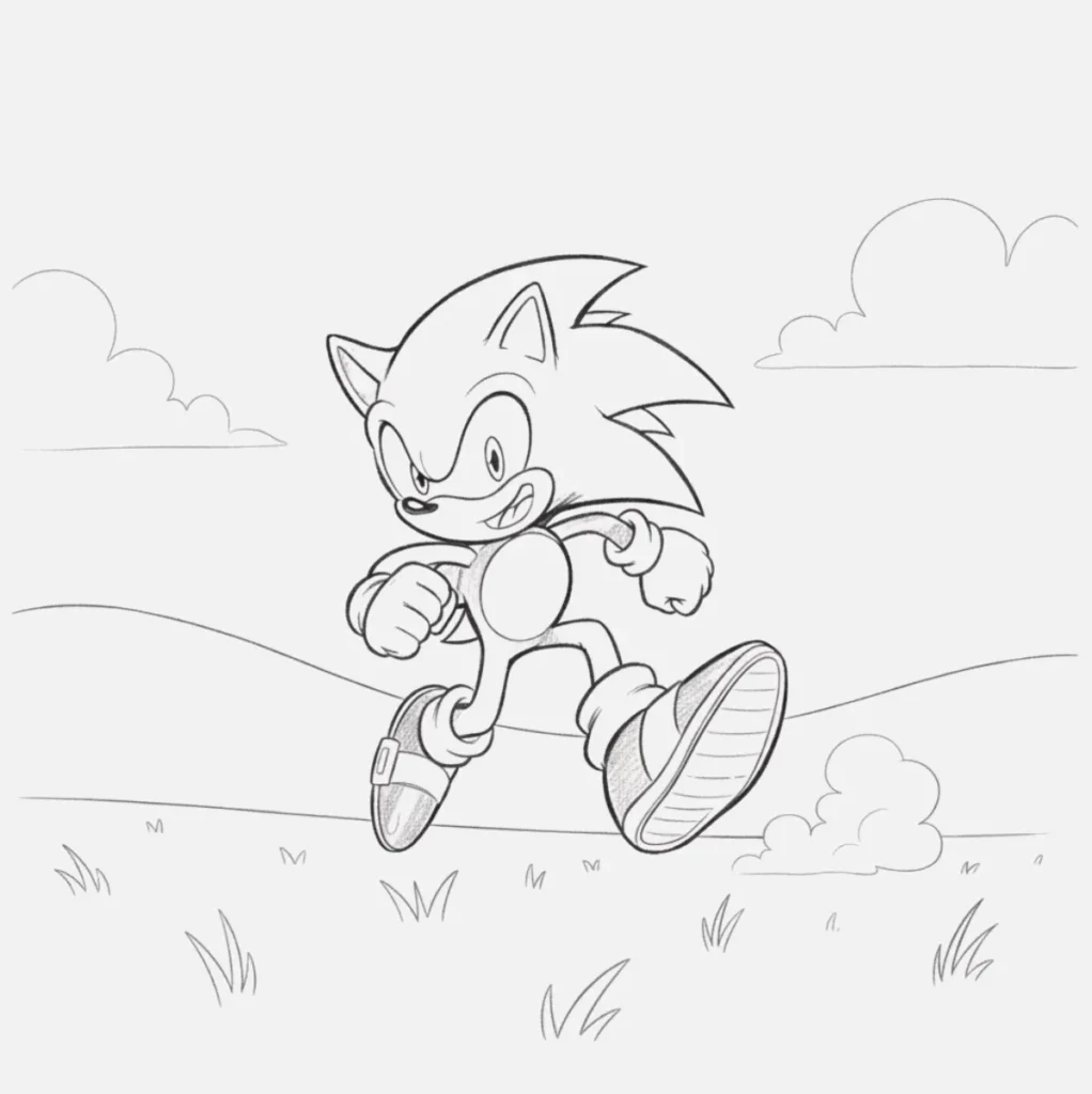 Sonic corriendo por la hierba