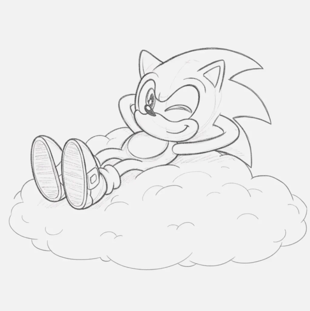 Sonic descansando sonriente