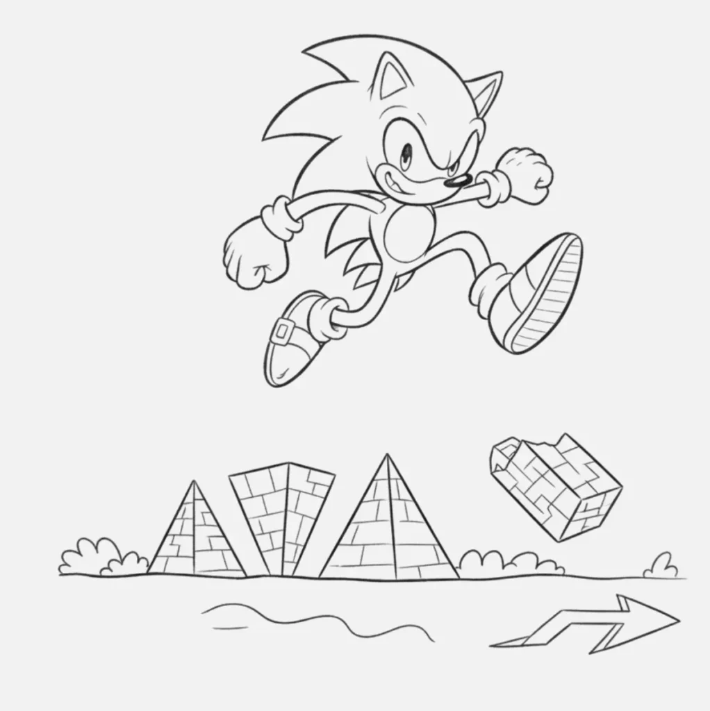 Sonic saltando sobre obstáculos