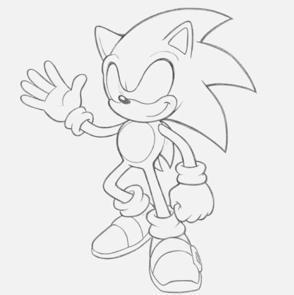 Sonic saludando con una mano