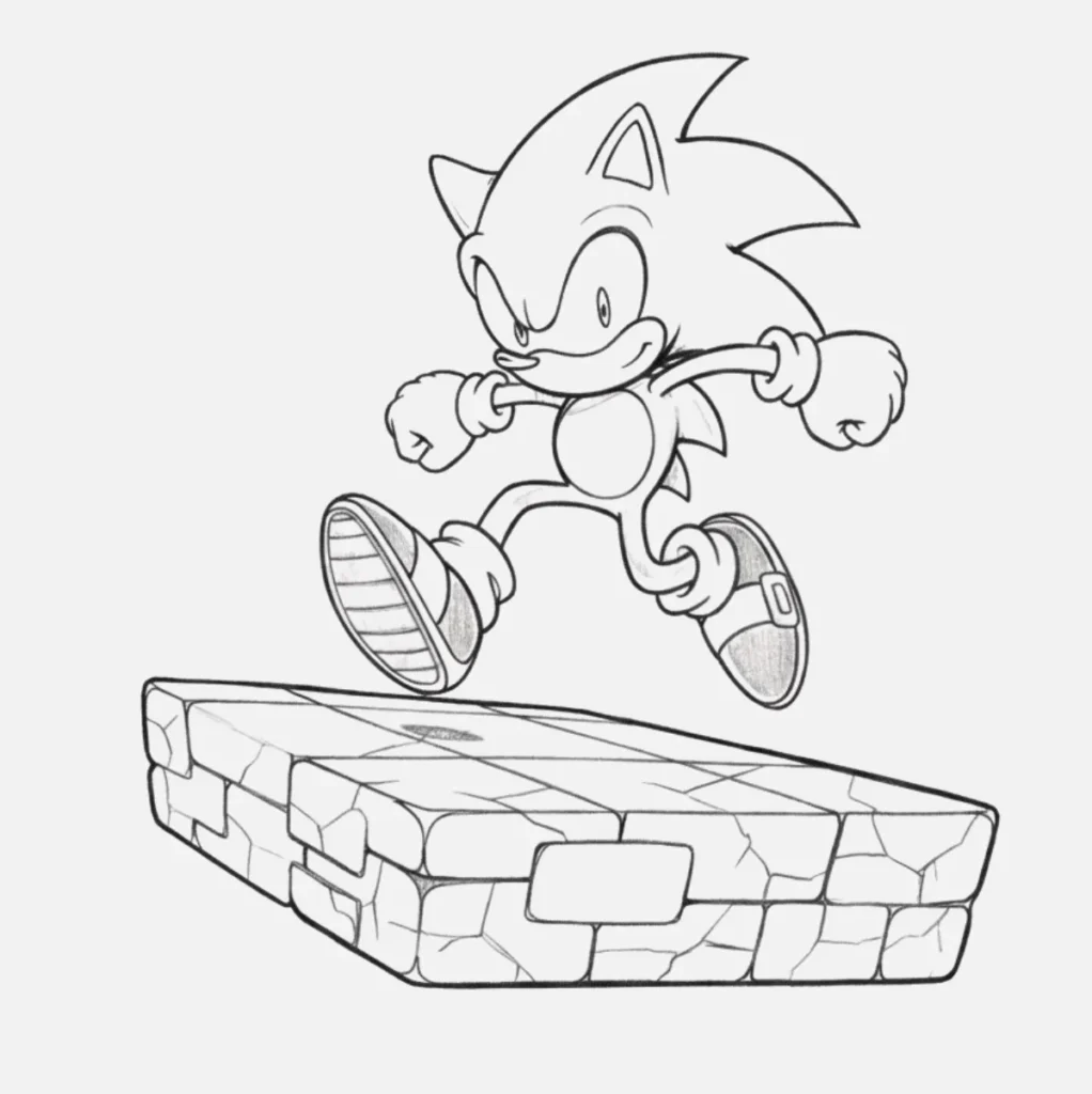 Sonic sobre una plataforma simple