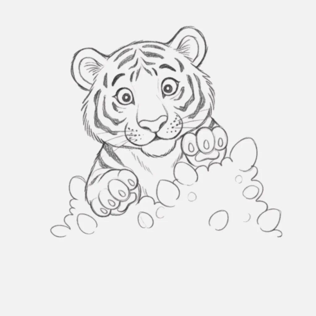 Tigre asomado detrás de un arbusto