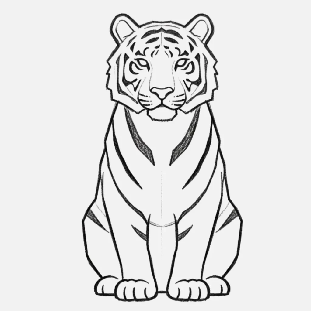 Tigre dibujado solo con líneas