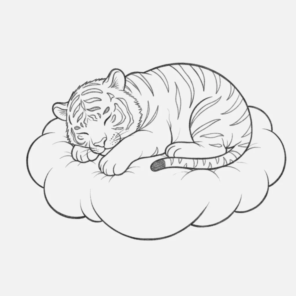 Tigre dormido en una nube