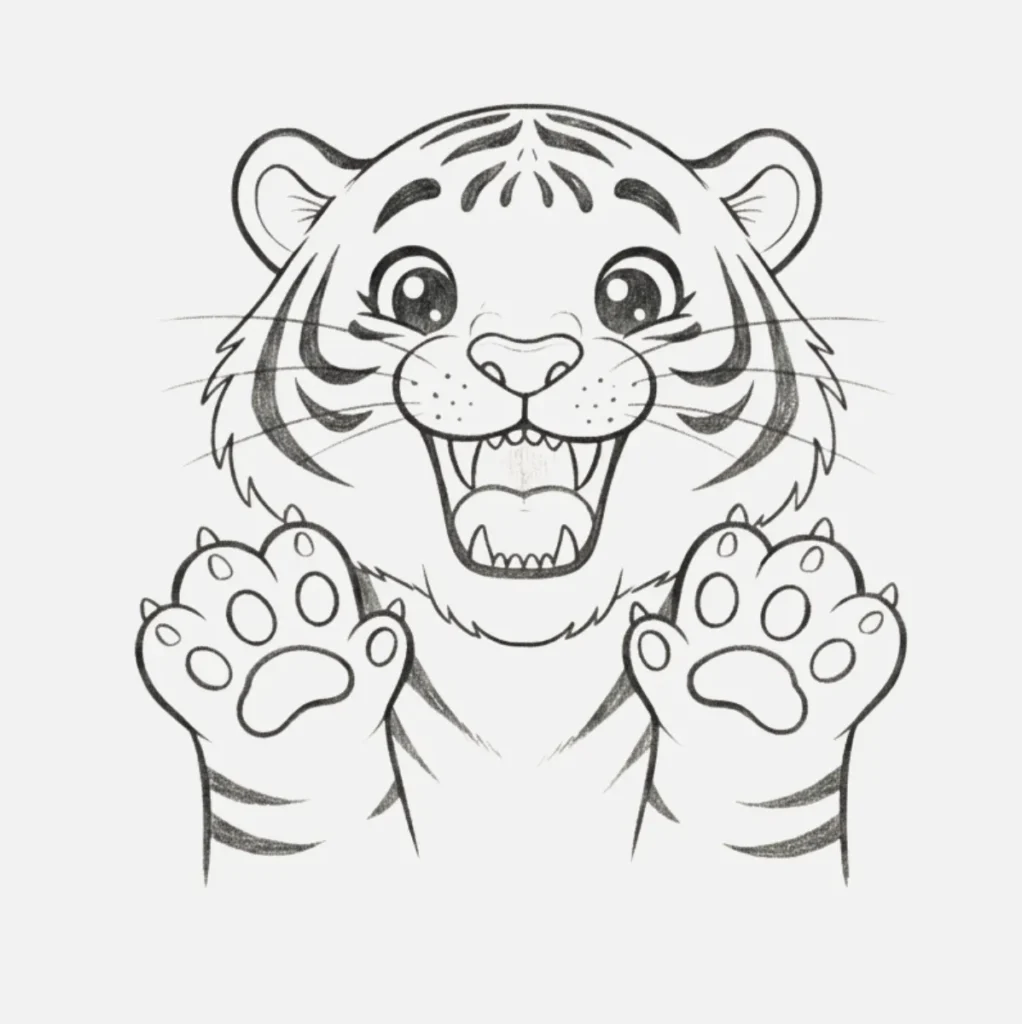 Tigre rugiendo pero tierno