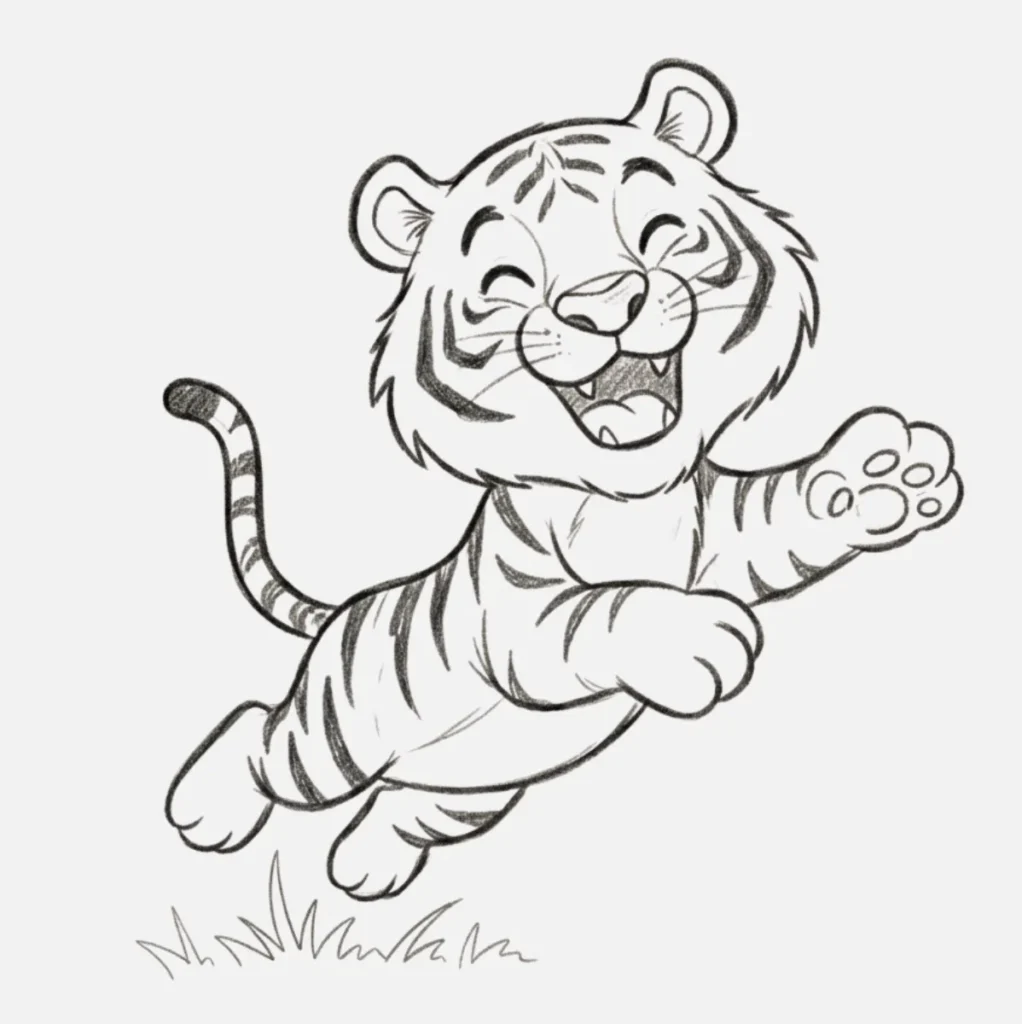 Tigre saltando muy feliz