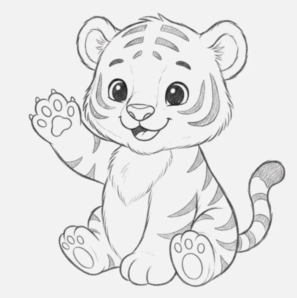 Tigre saludando con una patita