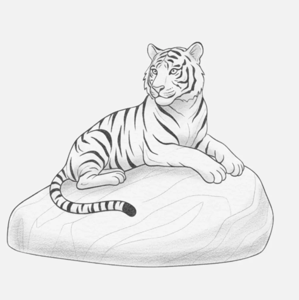 Tigre sentado en una roca