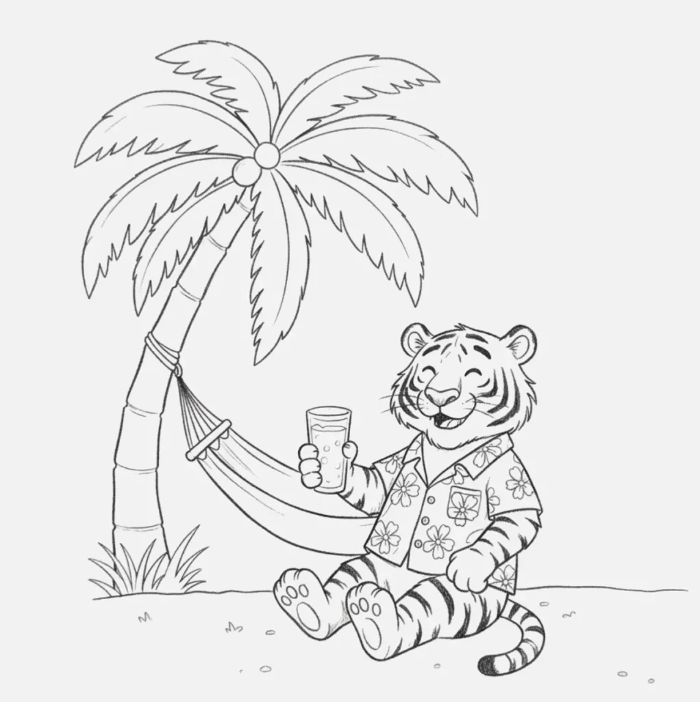 Tigre tomando limonada