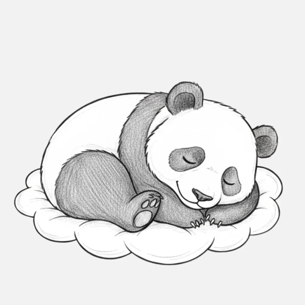 Panda Dibujo Fácil y Bonito para Niños 7 Aquí Vemos un Oso Panda Durmiendo