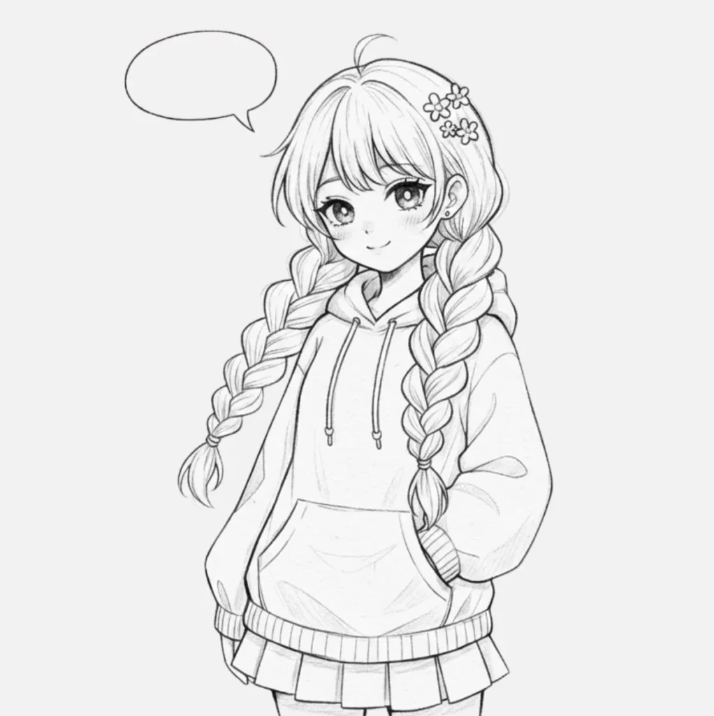 Chica Anime con Trenzas