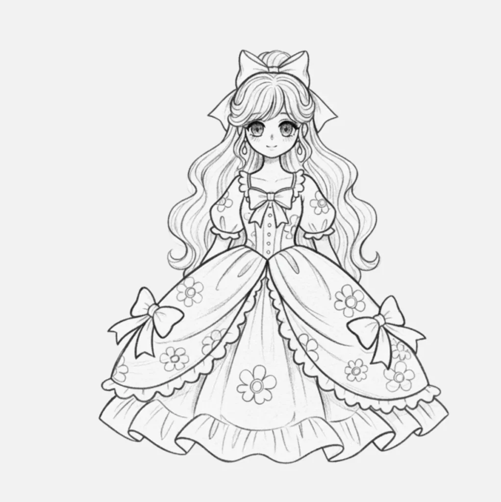 Chica Anime con Vestido Bonito