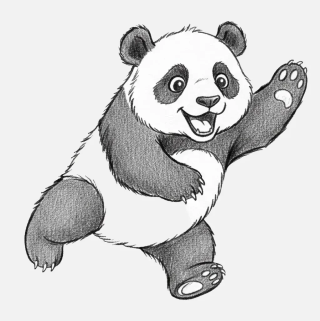 Panda Dibujo Fácil y Bonito para Niños 12 Este Oso Panda Está Jugando Alegremente
