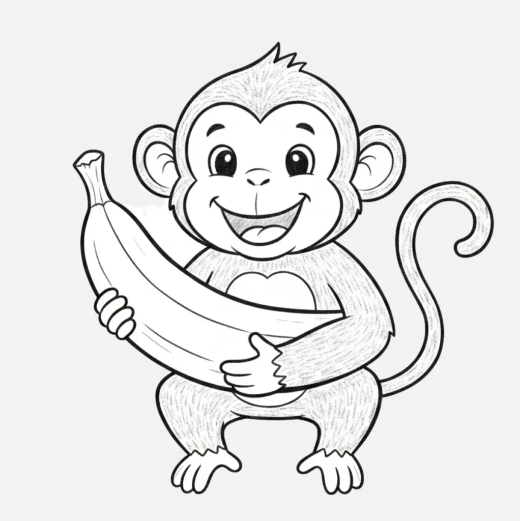 Mono Dibujo Fácil: Ideas Divertidas para Dibujar Monos 🐒 5 Mono con banana