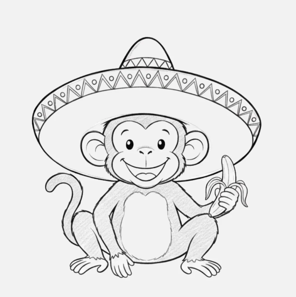 Mono Dibujo Fácil: Ideas Divertidas para Dibujar Monos 🐒 10 Mono con sombrero