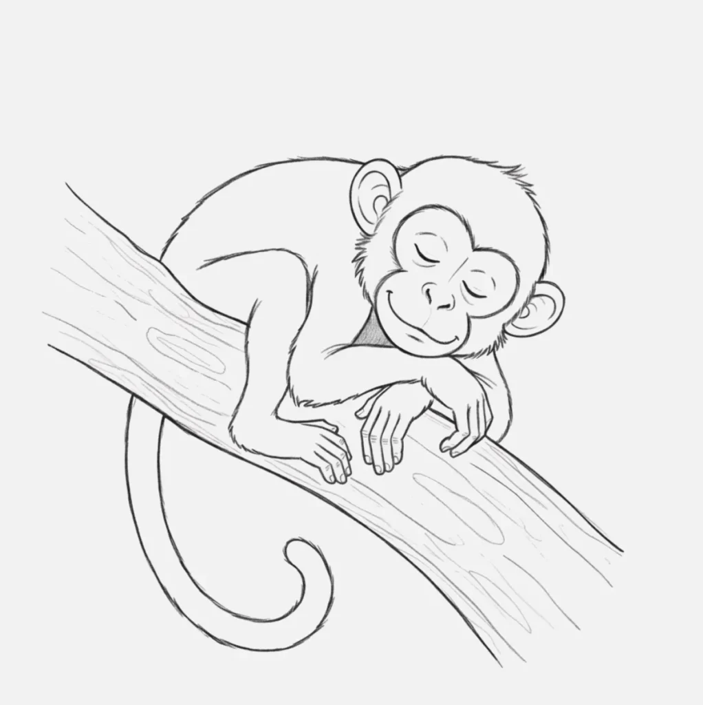 Mono Dibujo Fácil: Ideas Divertidas para Dibujar Monos 🐒 8 Mono durmiendo