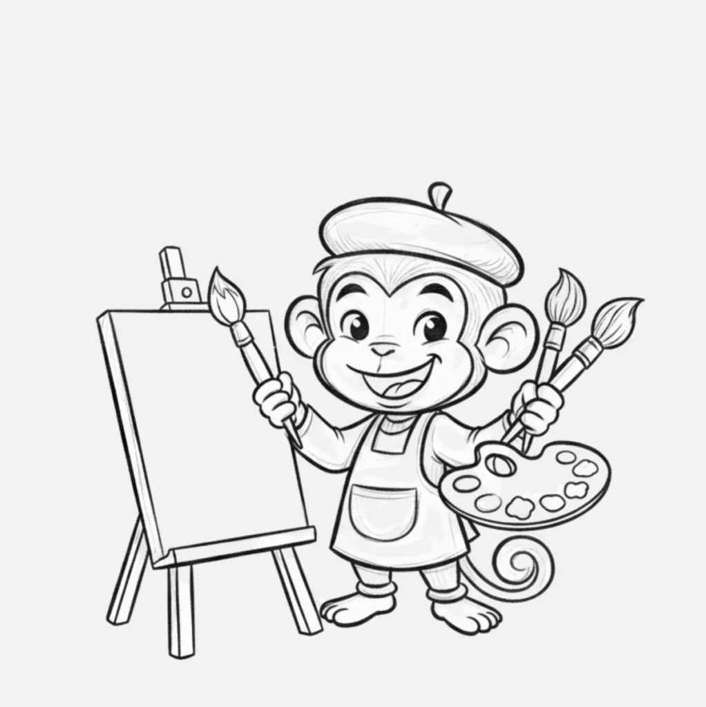 Mono Dibujo Fácil: Ideas Divertidas para Dibujar Monos 🐒 17 Mono pintor