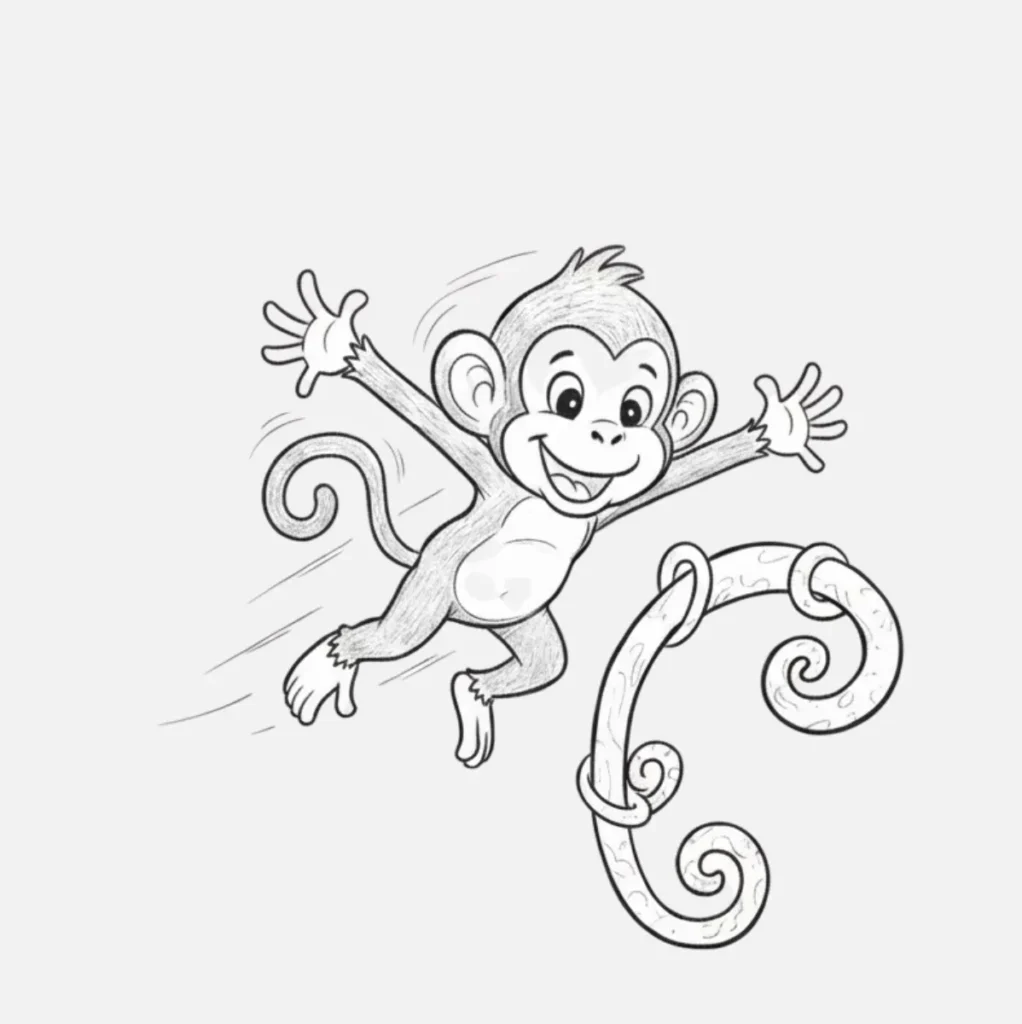 Mono Dibujo Fácil: Ideas Divertidas para Dibujar Monos 🐒 9 Mono saltarín