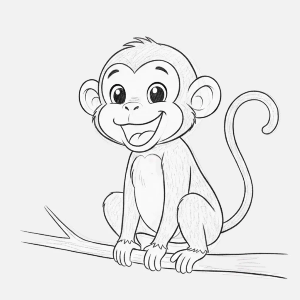 Mono Dibujo Fácil: Ideas Divertidas para Dibujar Monos 🐒 3 Mono sonriente