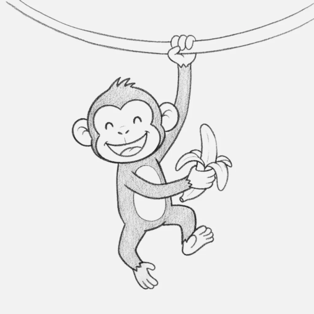 Mono Dibujo Fácil: Ideas Divertidas para Dibujar Monos 🐒 6 Mono travieso