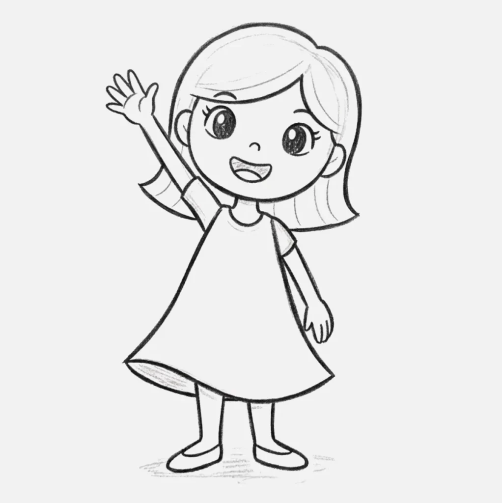Niña Animada Saludando