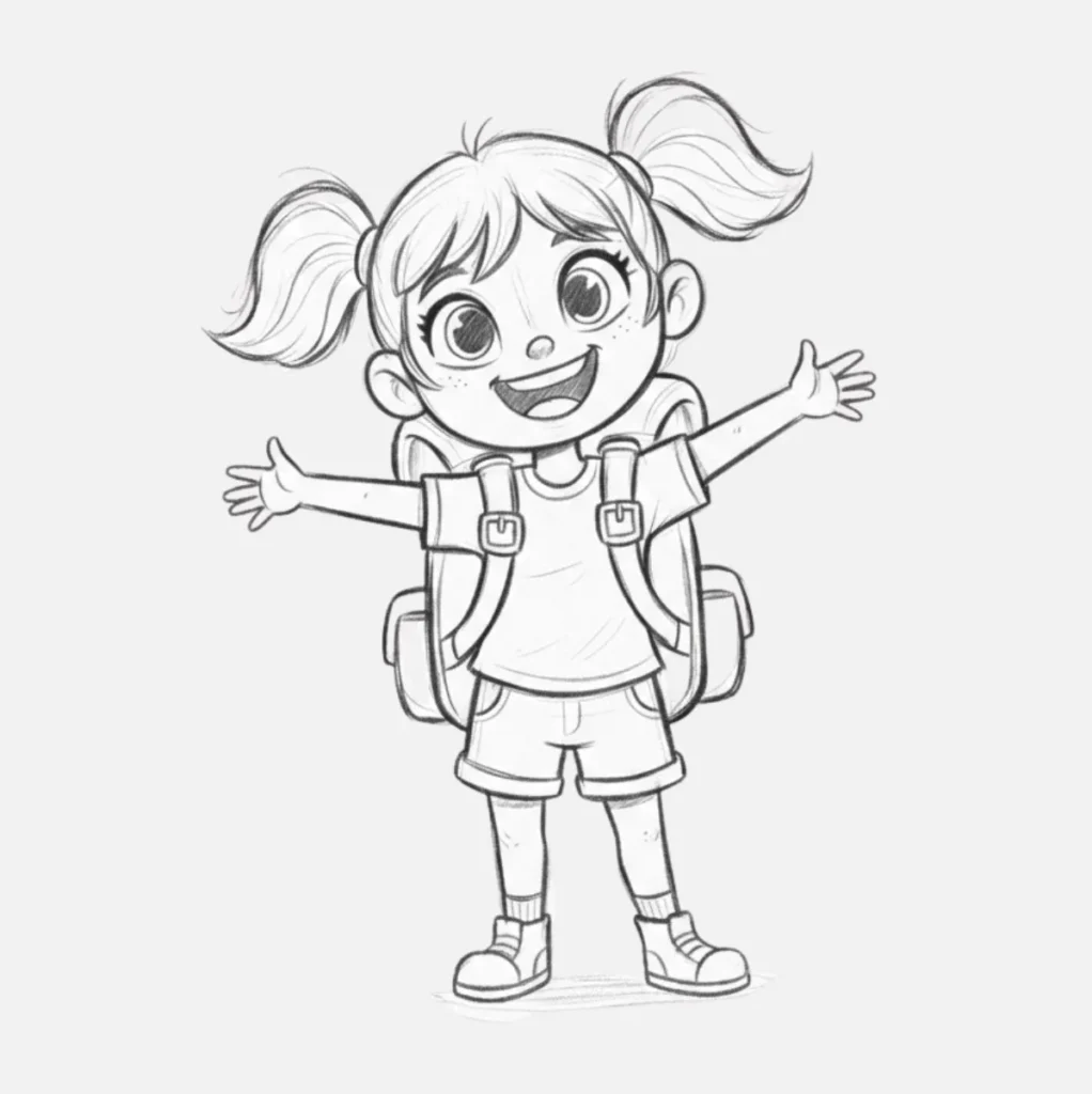 Niña Animada con Mochila