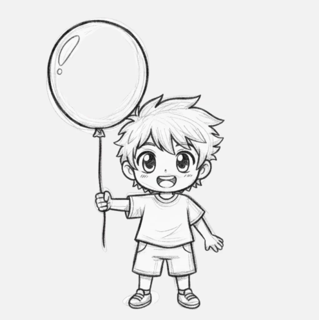 Niño Anime con Globo