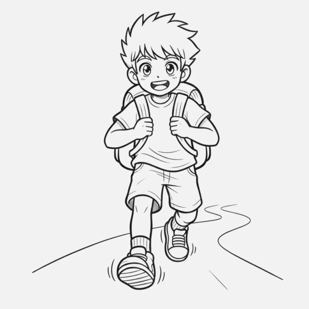 Niño Anime con Mochila