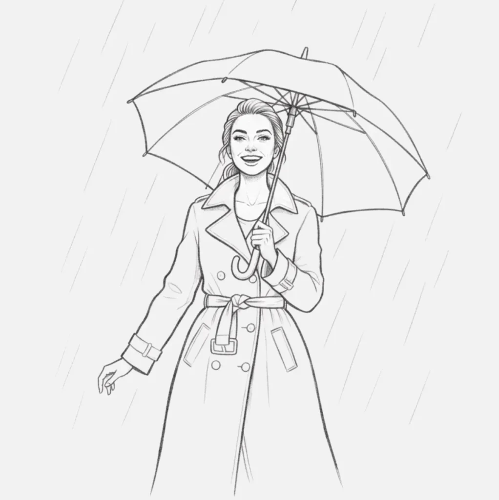 Dibujos de Personas Fáciles: Ideas Simples y Divertidas 9 Persona Bajo la Lluvia