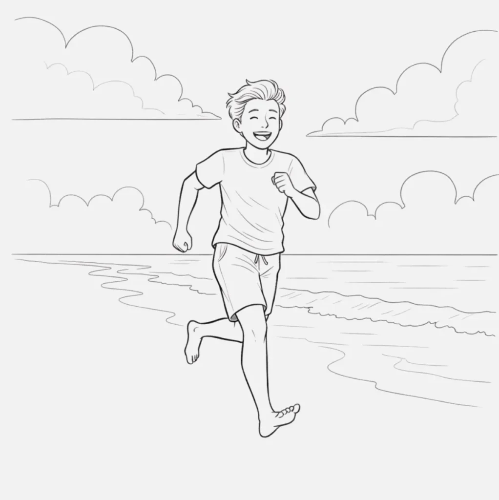 Dibujos de Personas Fáciles: Ideas Simples y Divertidas 14 Persona Corriendo en la Playa