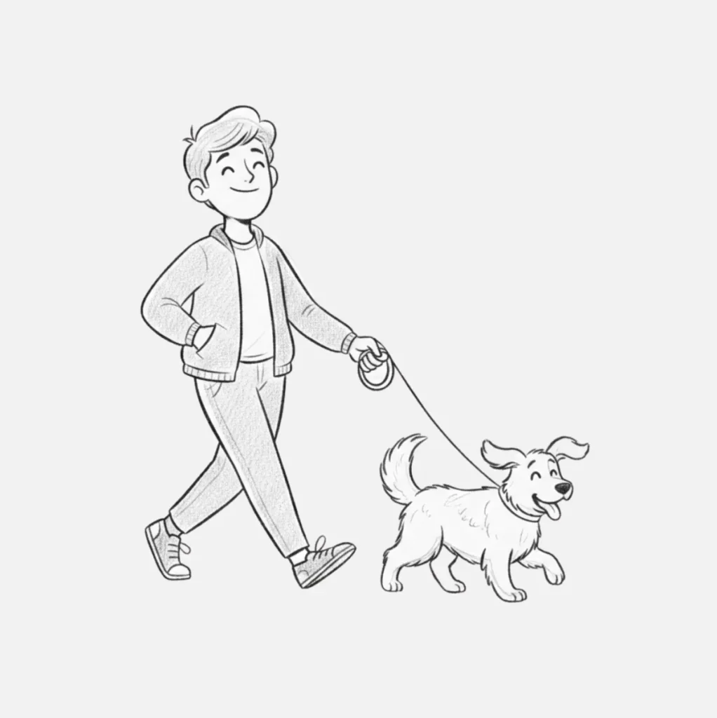 Dibujos de Personas Fáciles: Ideas Simples y Divertidas 15 Persona Paseando al Perr