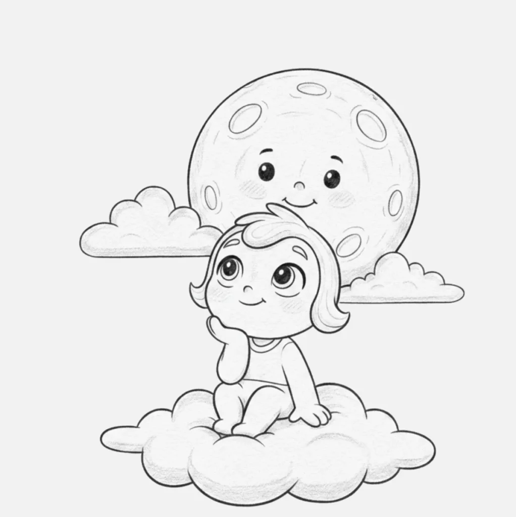 Personaje Animado Mirando la Luna