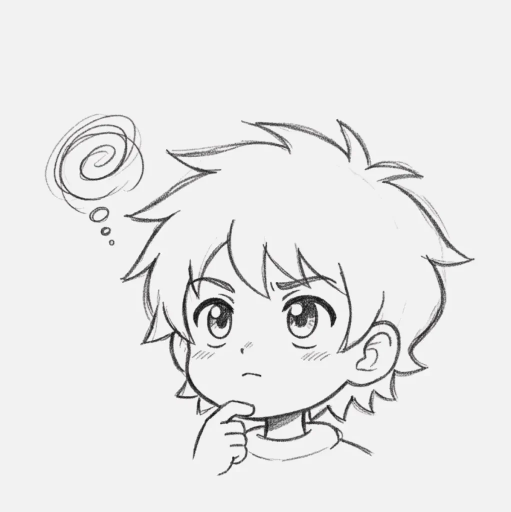 Personaje Anime Pensativo