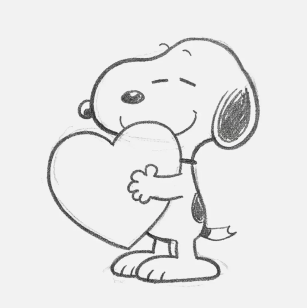 Snoopy Abrazando un Corazón