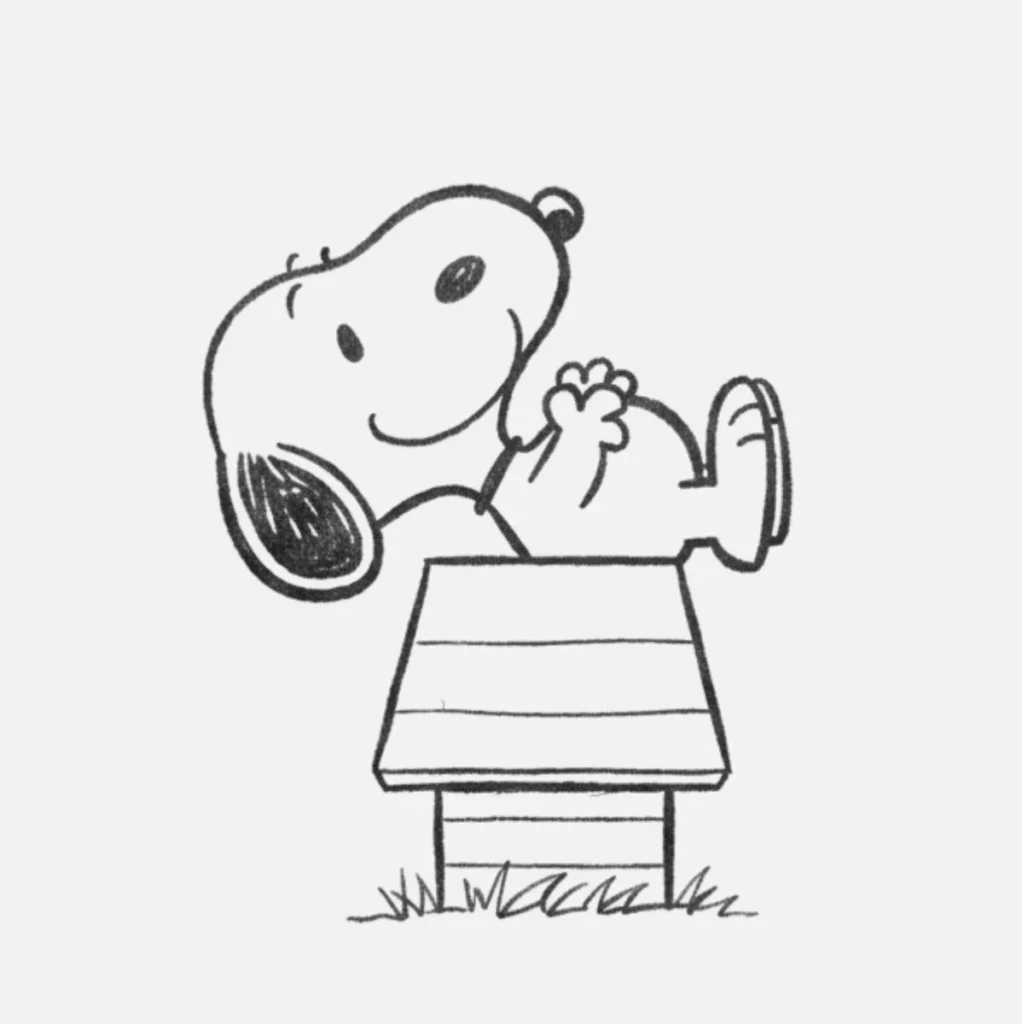 Snoopy Dibujado con Líneas Simples