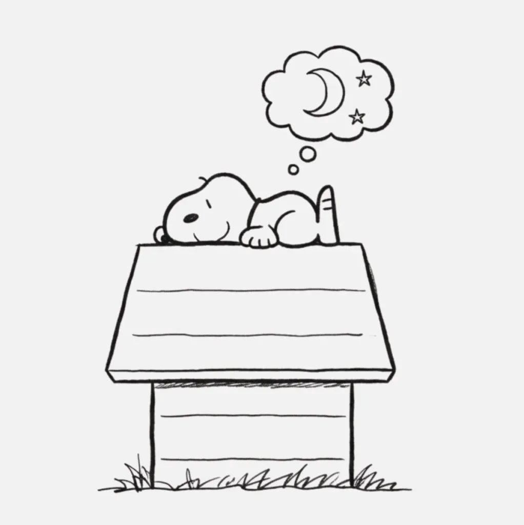 Snoopy Durmiendo Sobre su Casita