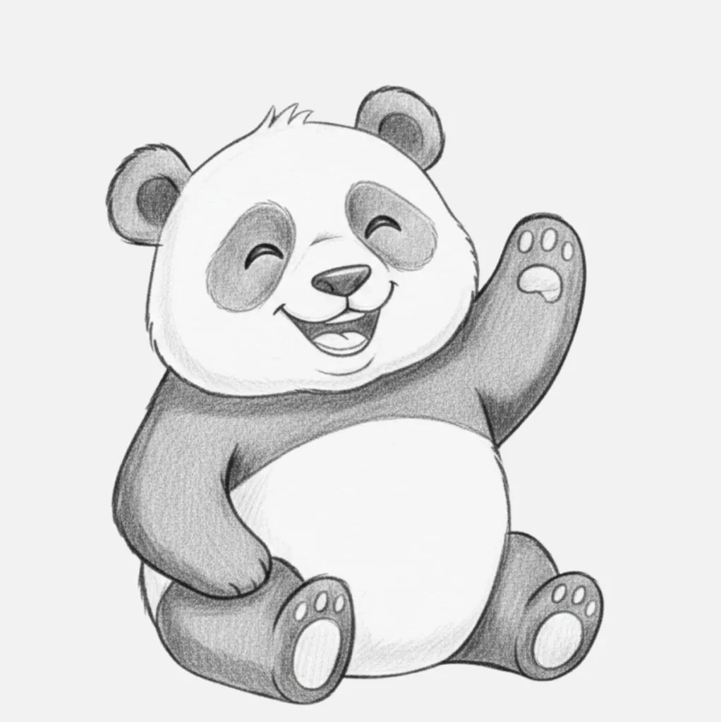 Panda Dibujo Fácil y Bonito para Niños 3 Un Oso Panda Sonriendo Felizmente