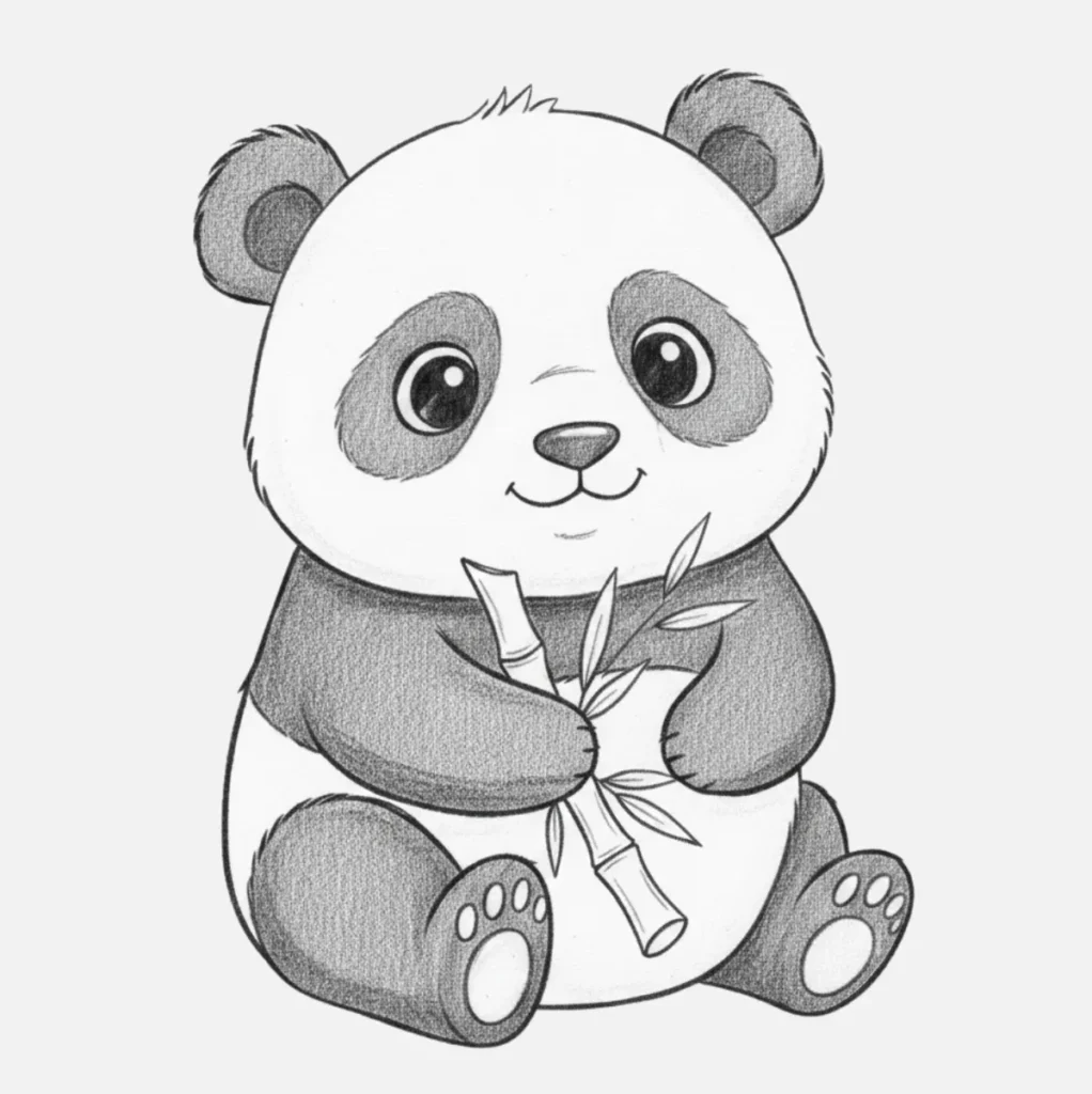 Panda Dibujo Fácil y Bonito para Niños 22 Un Oso Panda con Carita Muy Tierna