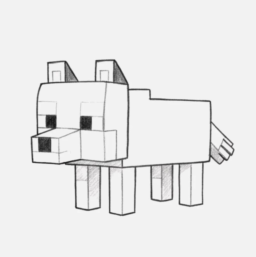 Dibujo de lobo de Minecraft