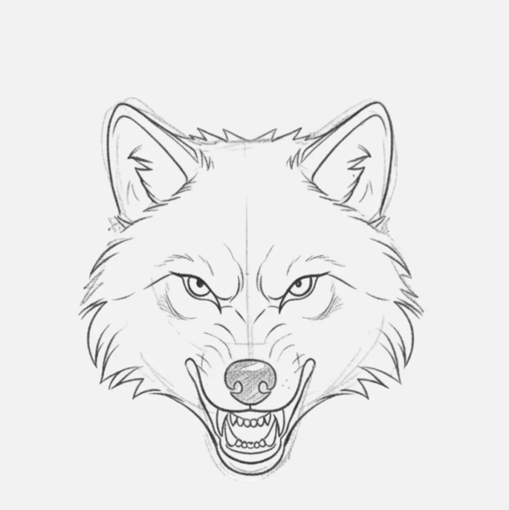 Lobo con mirada feroz