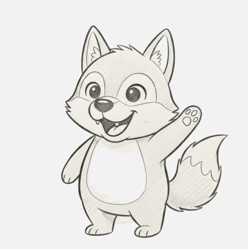 Lobo feliz y sonriente