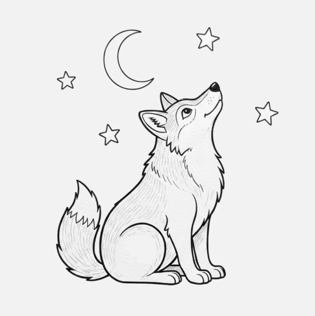 Lobo observando el cielo