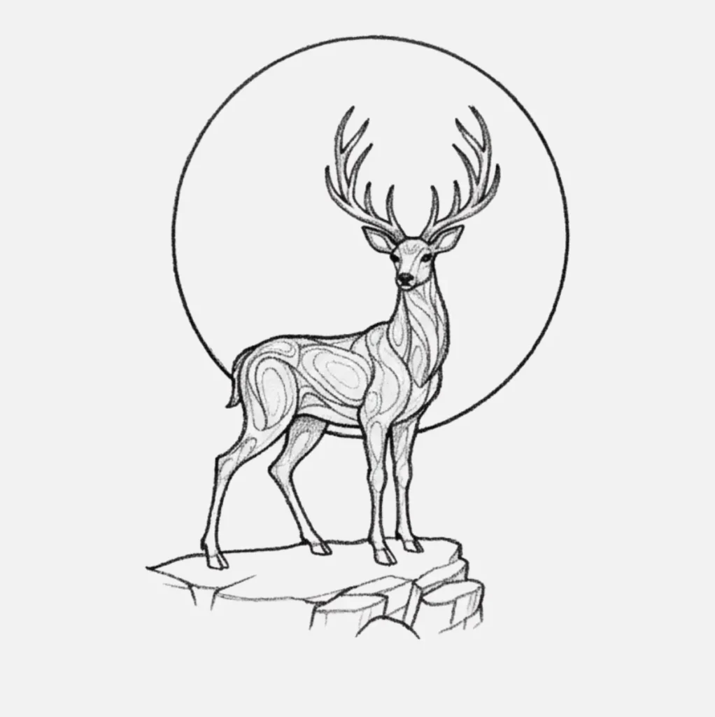 Ideas de Venado Dibujo Fácil y Bonito 14 Venado Bajo la Luna