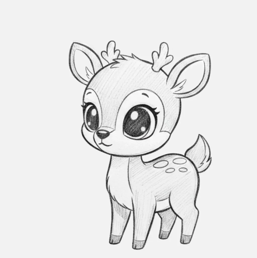 Ideas de Venado Dibujo Fácil y Bonito 6 Venado Caricatura con Ojos Grandes